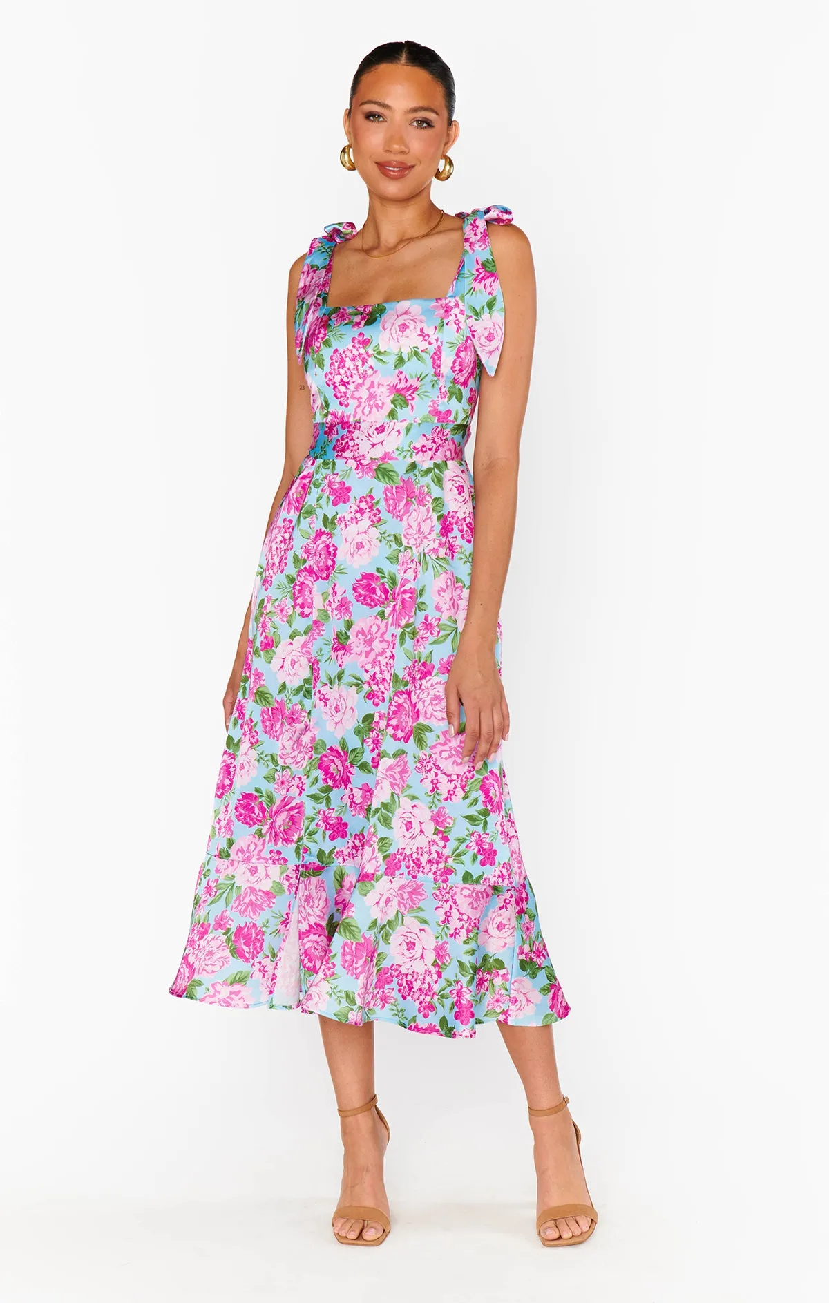 Garden Midi Dress ~ Cottage Floral Multi