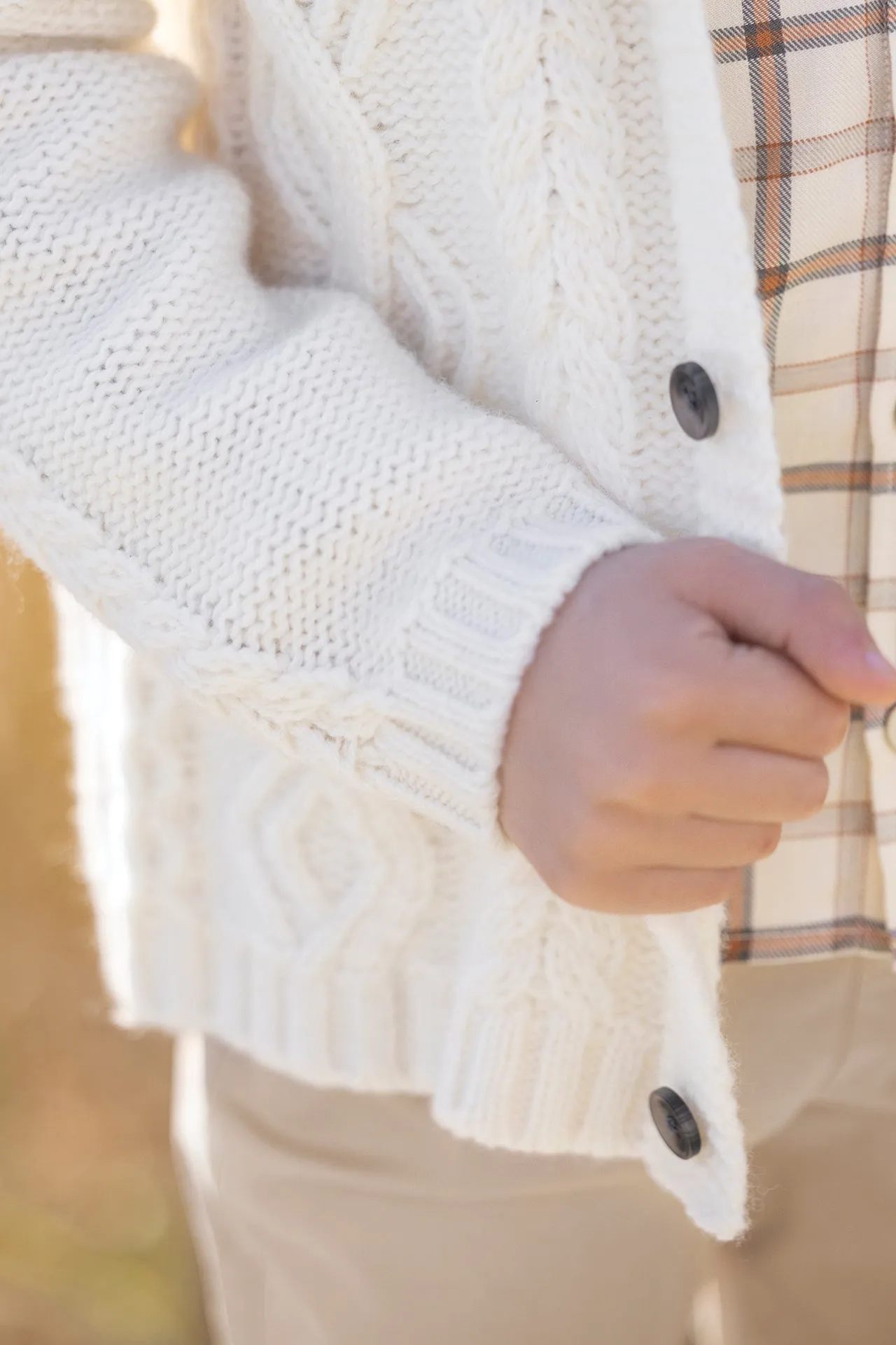 Gilet - Ecru maille tressée