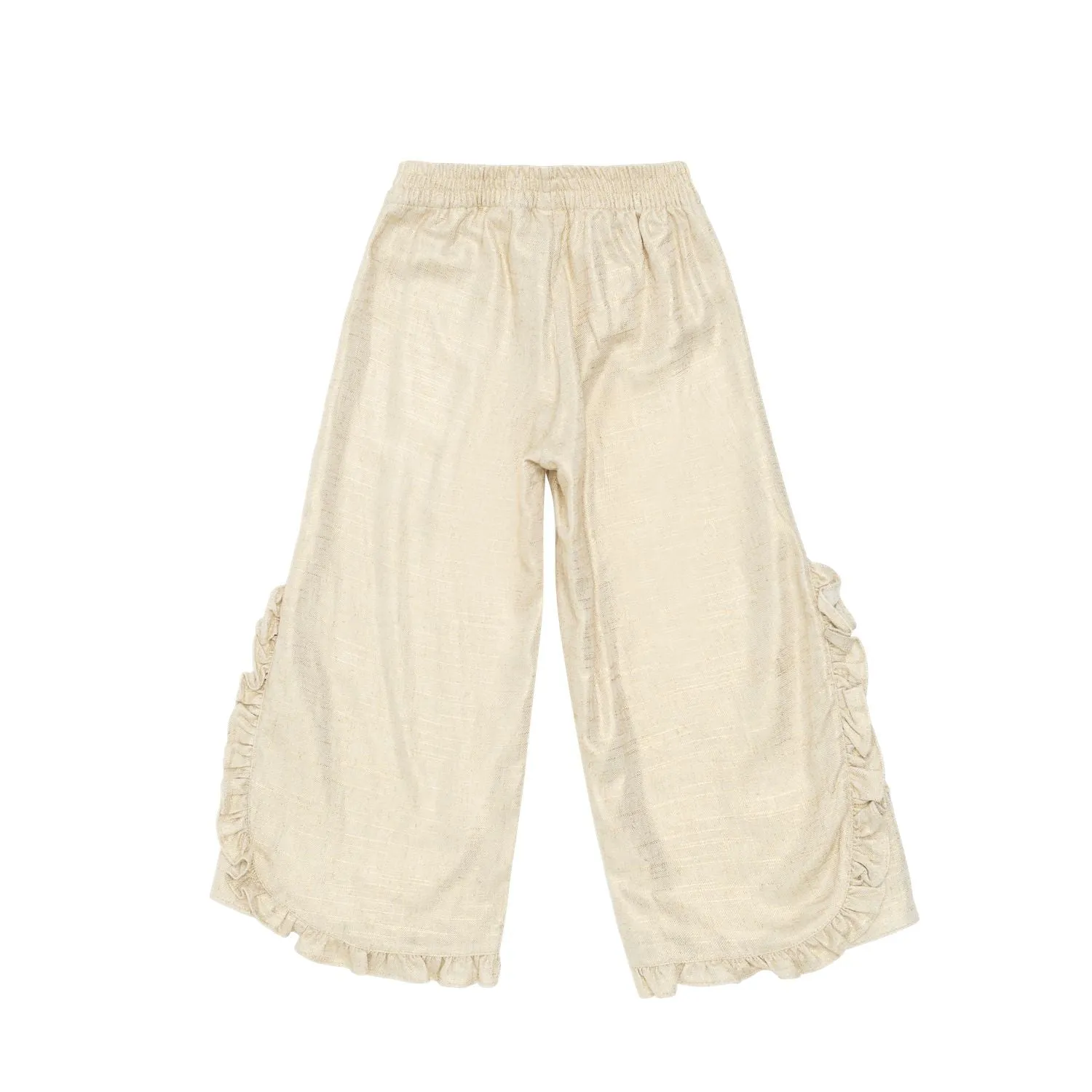 Girls Cream Pipp Fringe Trousers