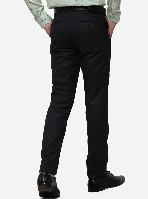 Green Solid Slim Fit Formal Trouser | Metal