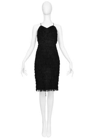 HAMNETT BLACK FRINGE COCKTAIL DRESS