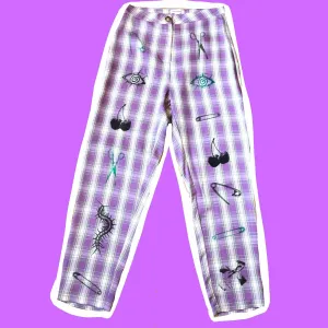 Hand printed tartan trousers 8-10