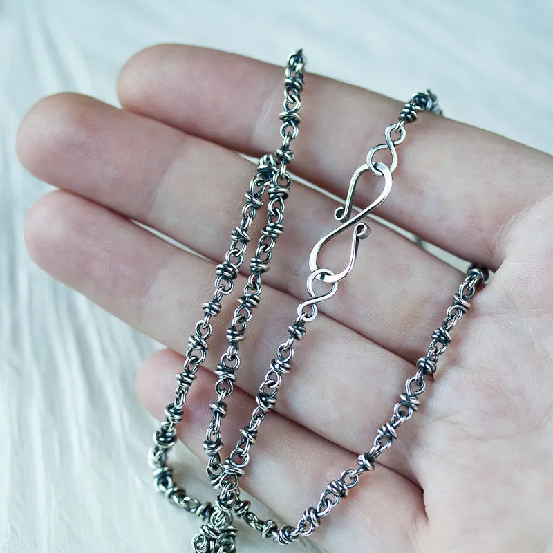 Handcrafted Sterling Silver Chain for pendant, oxidized