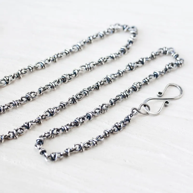 Handcrafted Sterling Silver Chain for pendant, oxidized