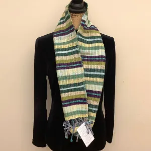 Handwoven "Nora" Scarf, Greens & Purple