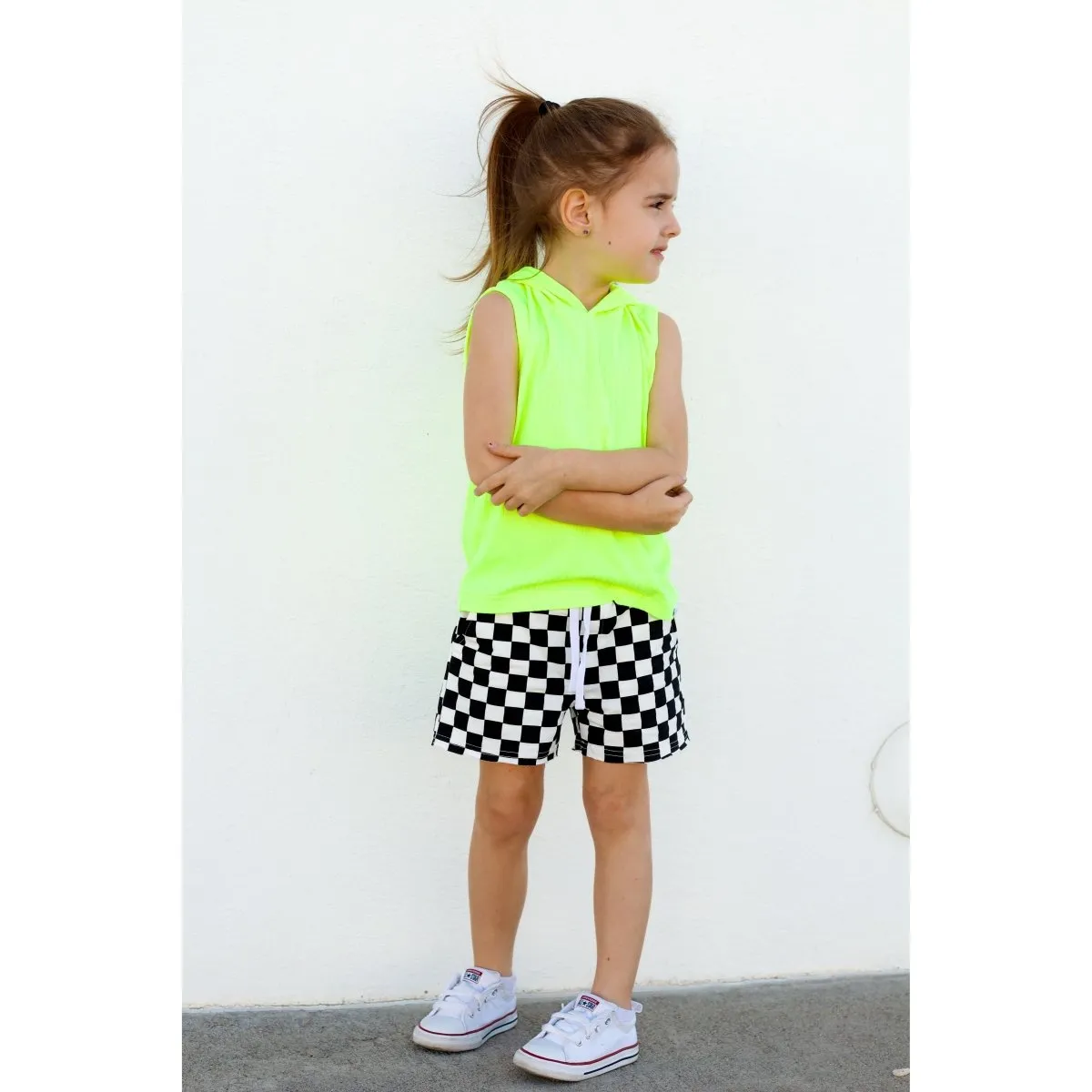 Hooded Tank- Neon Yellow Ribbed