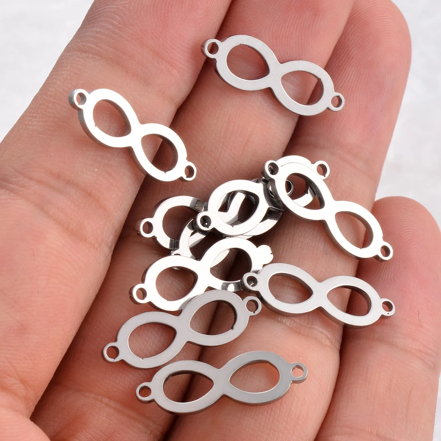 Infinity Sign Connector Charm - Tiny Silver Infinity Charm - Infinity Symbol Connectors - Jewelry Making Supplies - Infinity Links - DIY