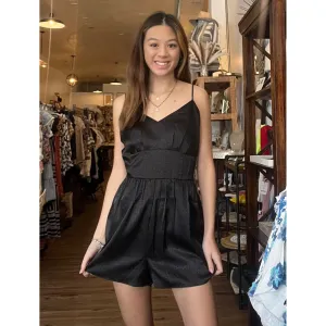 Isis Black Spaghetti Strap  Romper-SALE