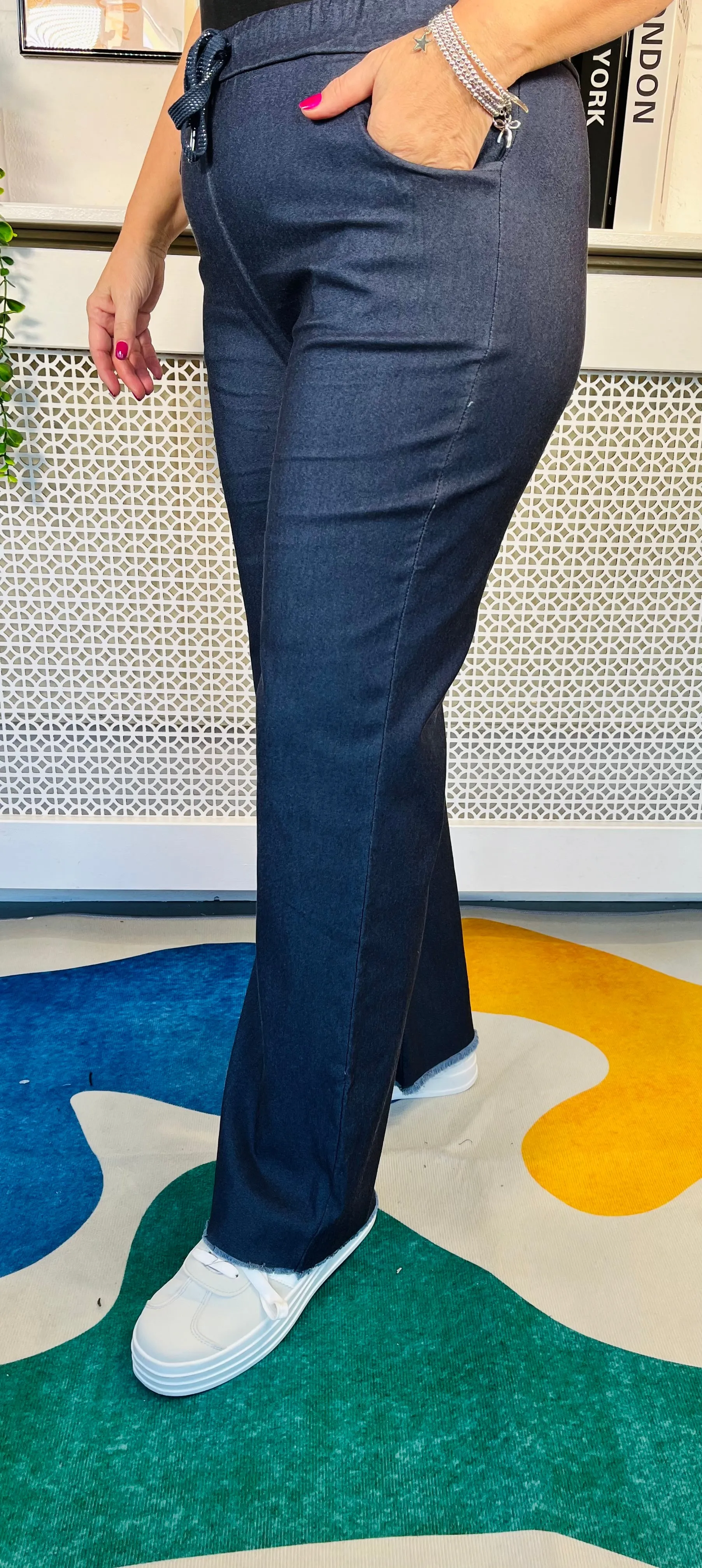 Jazz Wide Leg Trousers - Dark Denim