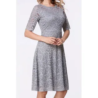 Ketty More Women Boat Neck Lace Decorated Short Sleeve Dress-KMWC2097