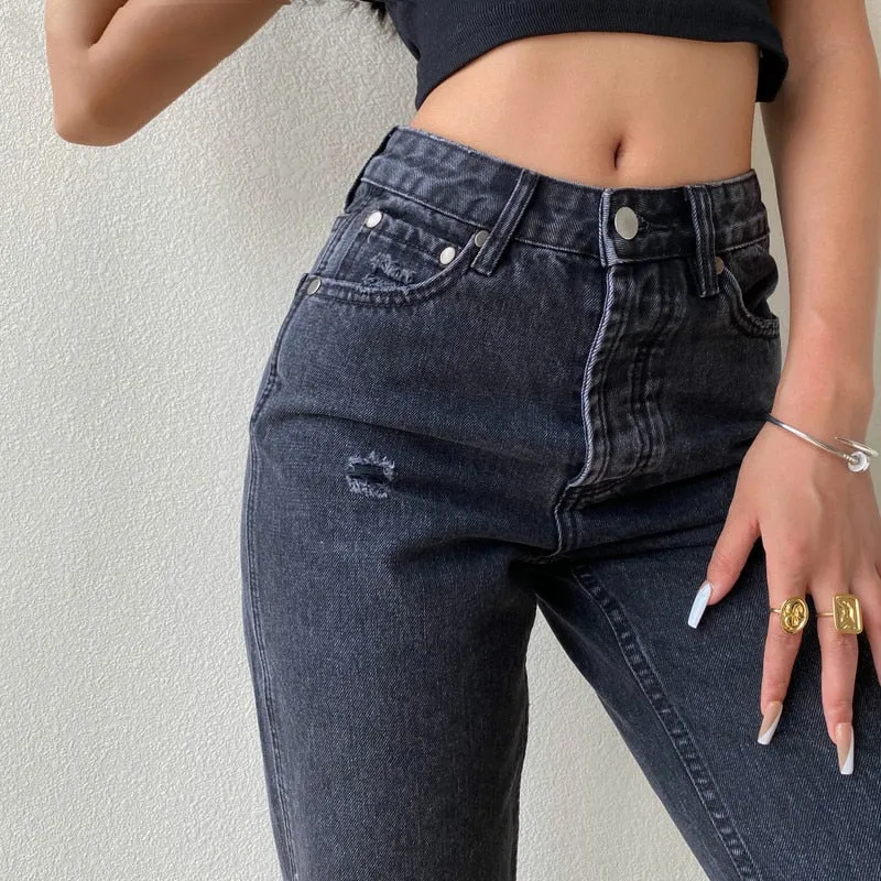 'Know your worth' Ripped Boyfriend Jeans