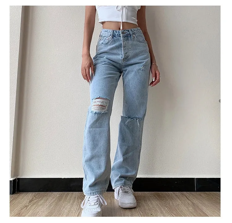 'Know your worth' Ripped Boyfriend Jeans