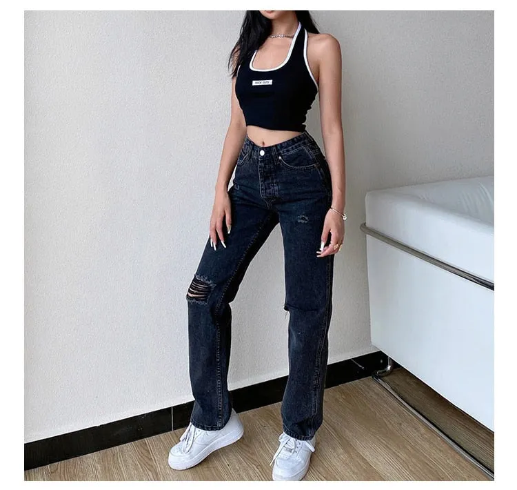 'Know your worth' Ripped Boyfriend Jeans