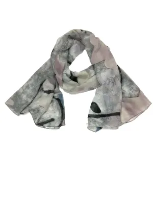 La Fiorentina Water Color Print 100% Polyester Scarf