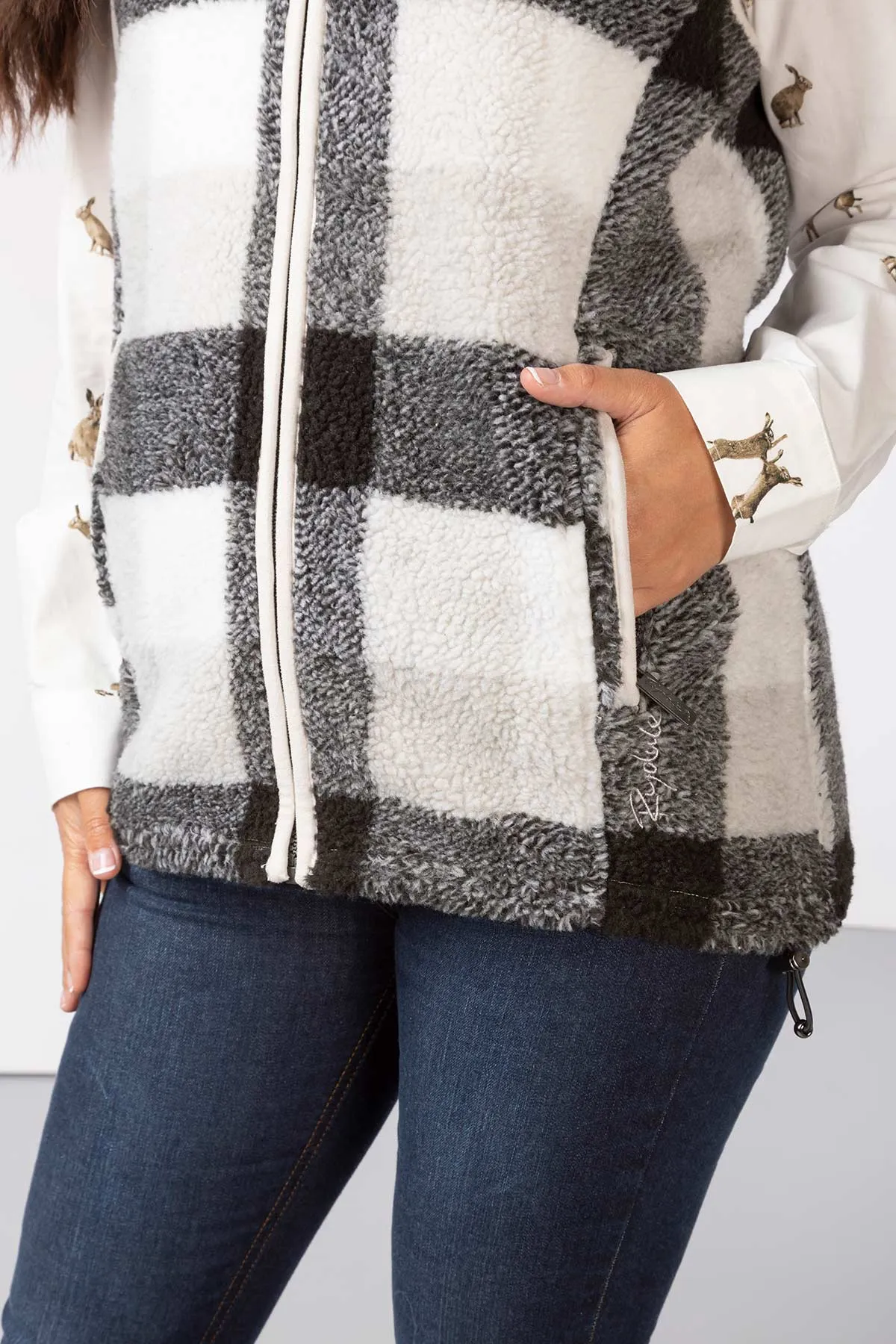 Ladies Sherpa Fleece Checked Gilet - Fimber