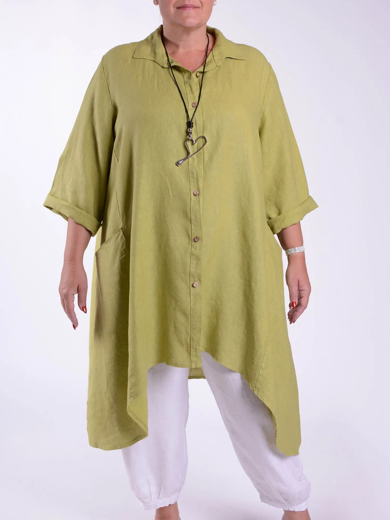 Lagenlook Heavy Linen Shirt Dress - 9445