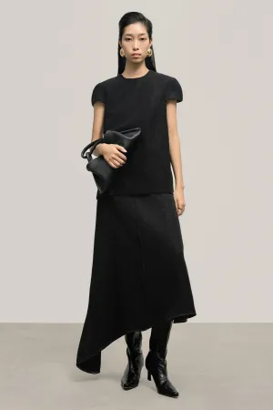 Latifah Asymmetric Basic Crepe Midi Skirt