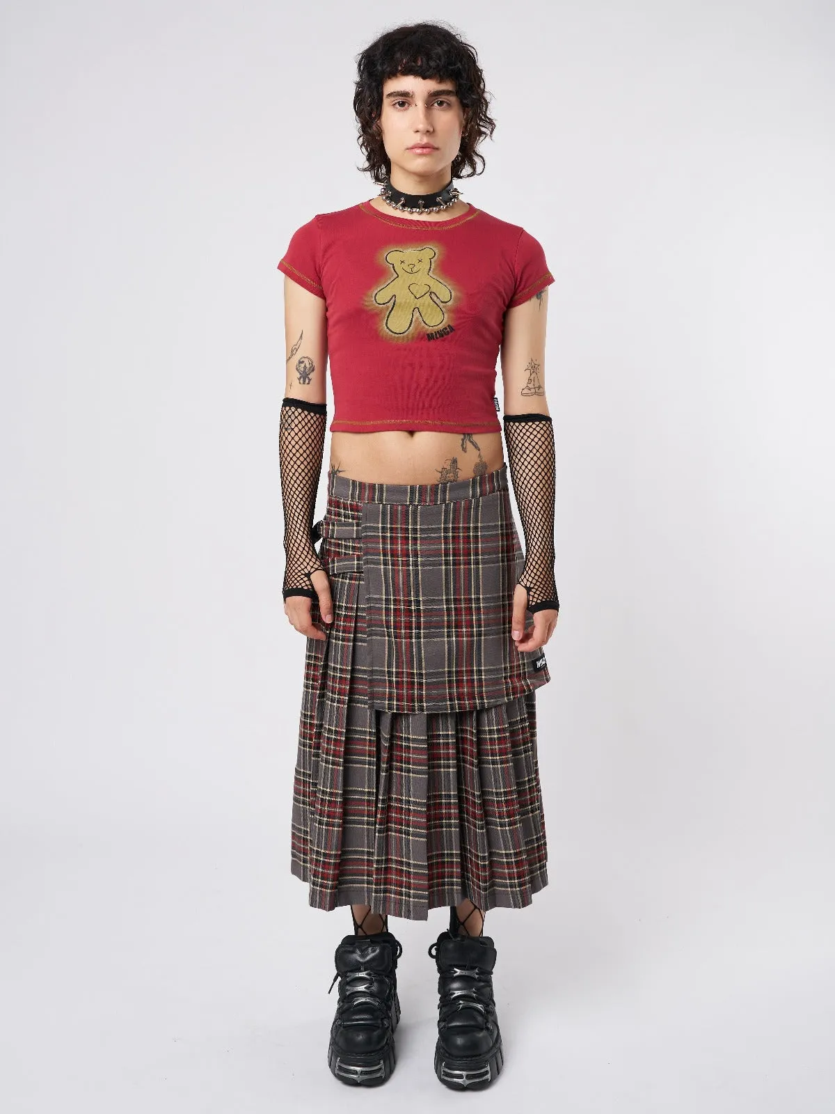 Laurie Pleated Tartan Midi Skirt