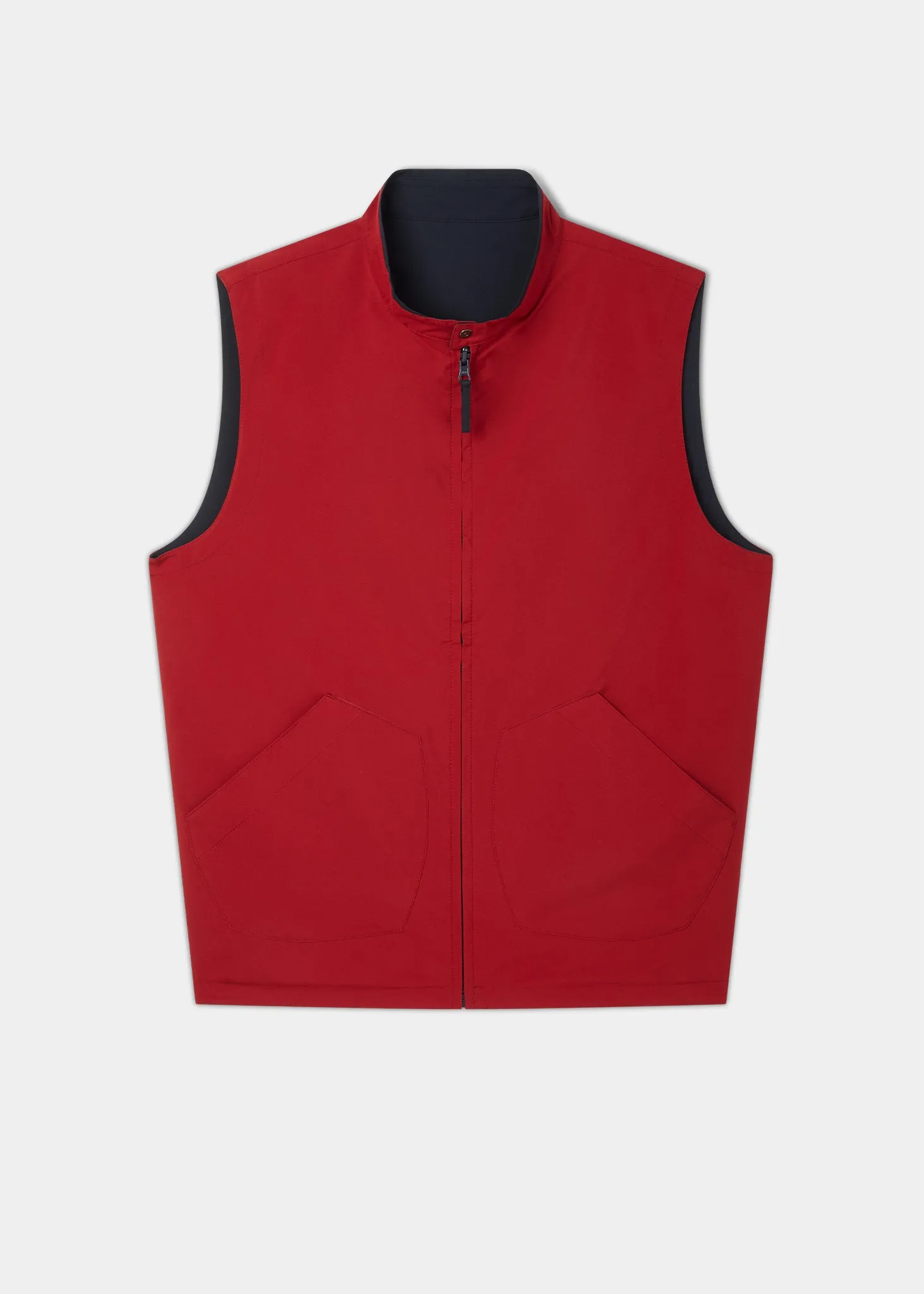 Lettoch Reversible Lightweight Summer Gilet In Navy and Red - Regular Fit