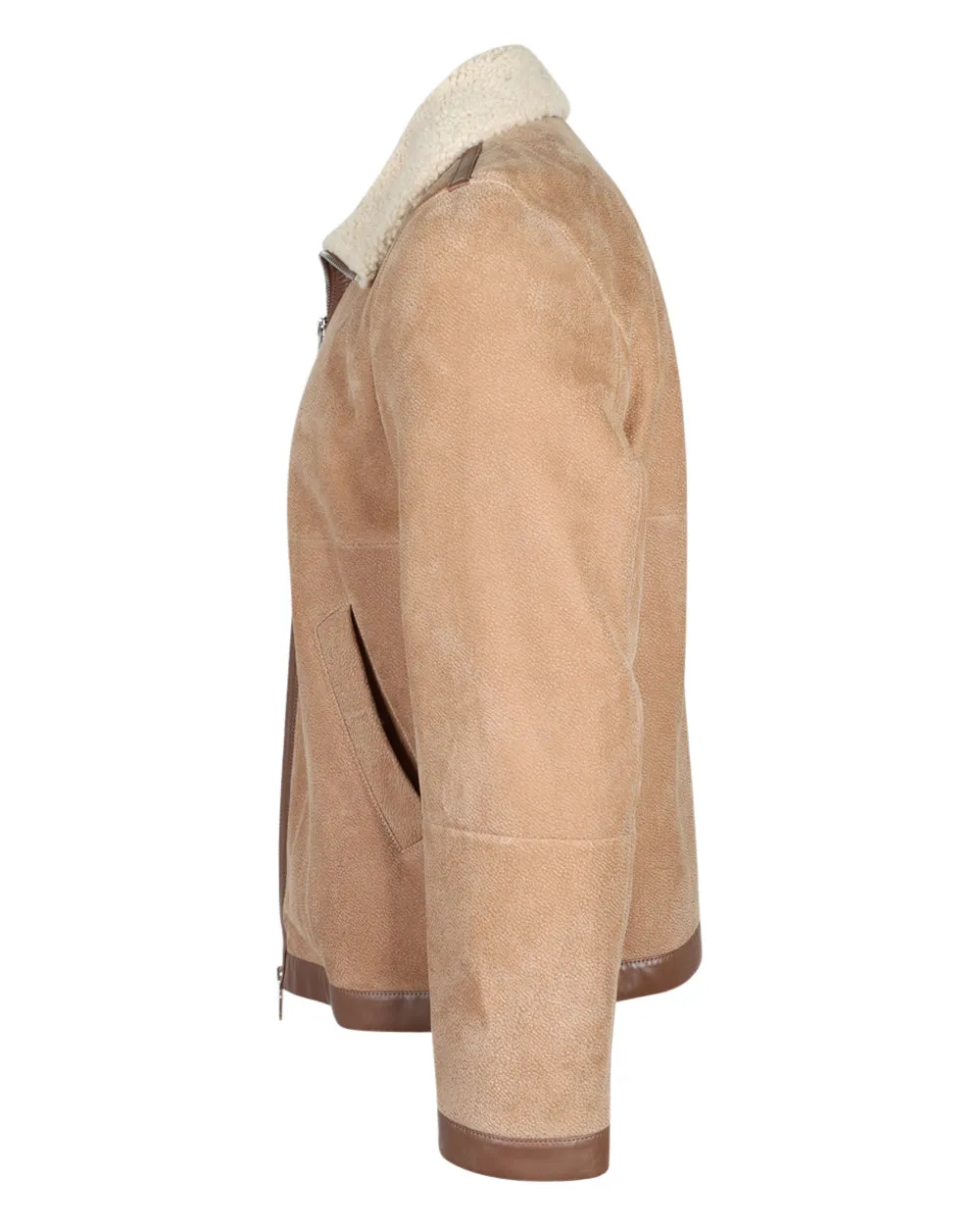 Light Brown Suede Shearling Jacket