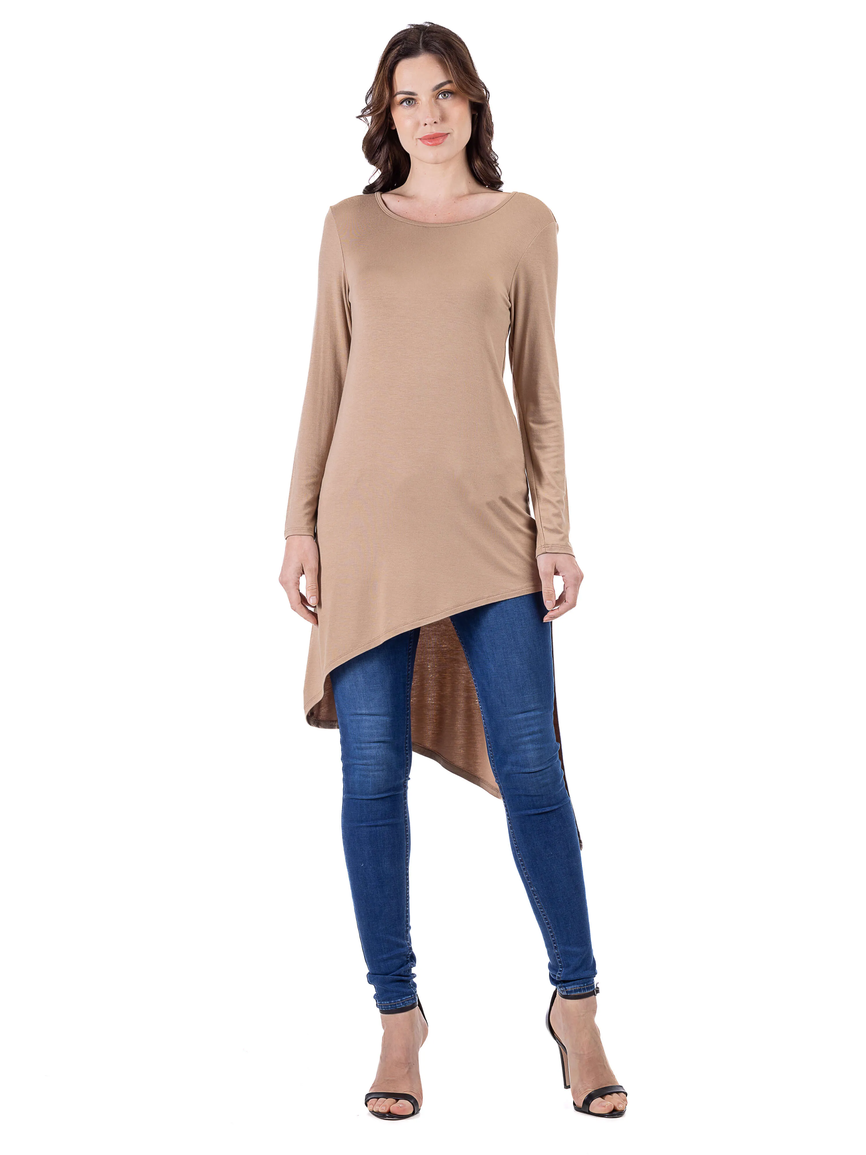 Long Sleeve Knee Length Asymmetrical Tunic Top