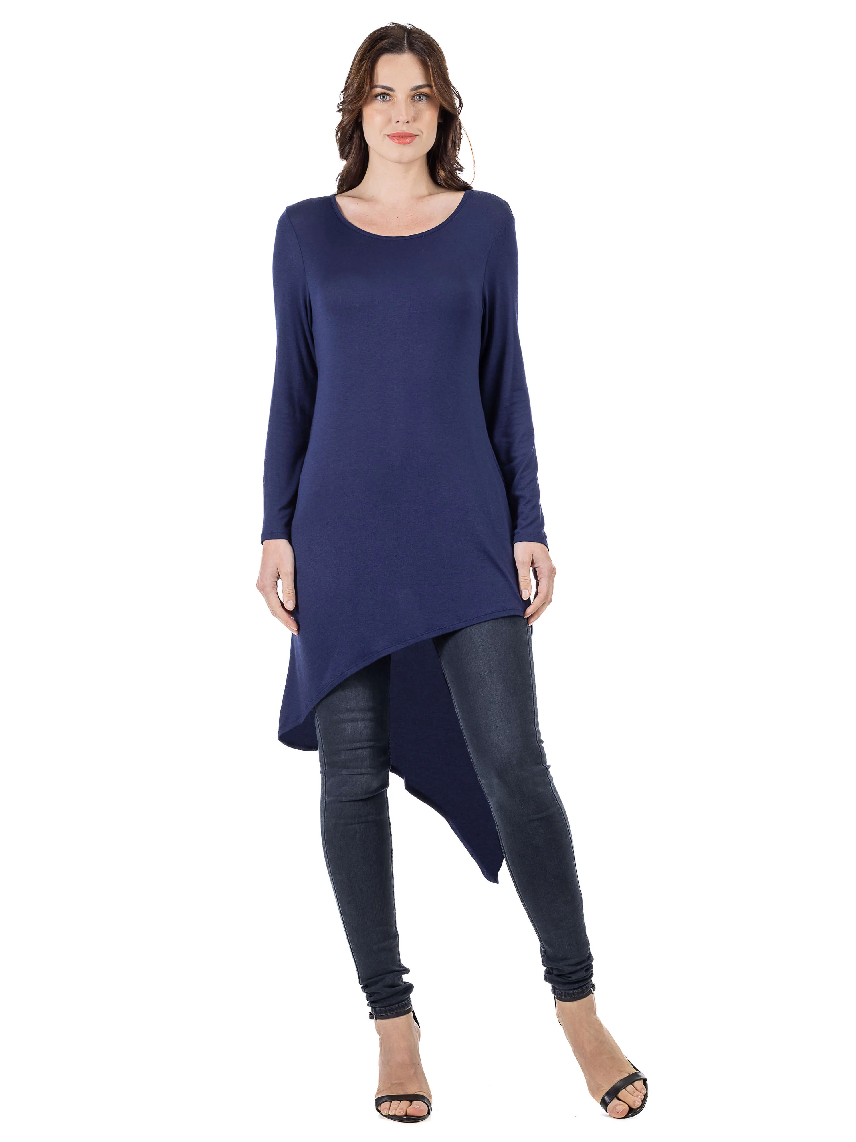 Long Sleeve Knee Length Asymmetrical Tunic Top