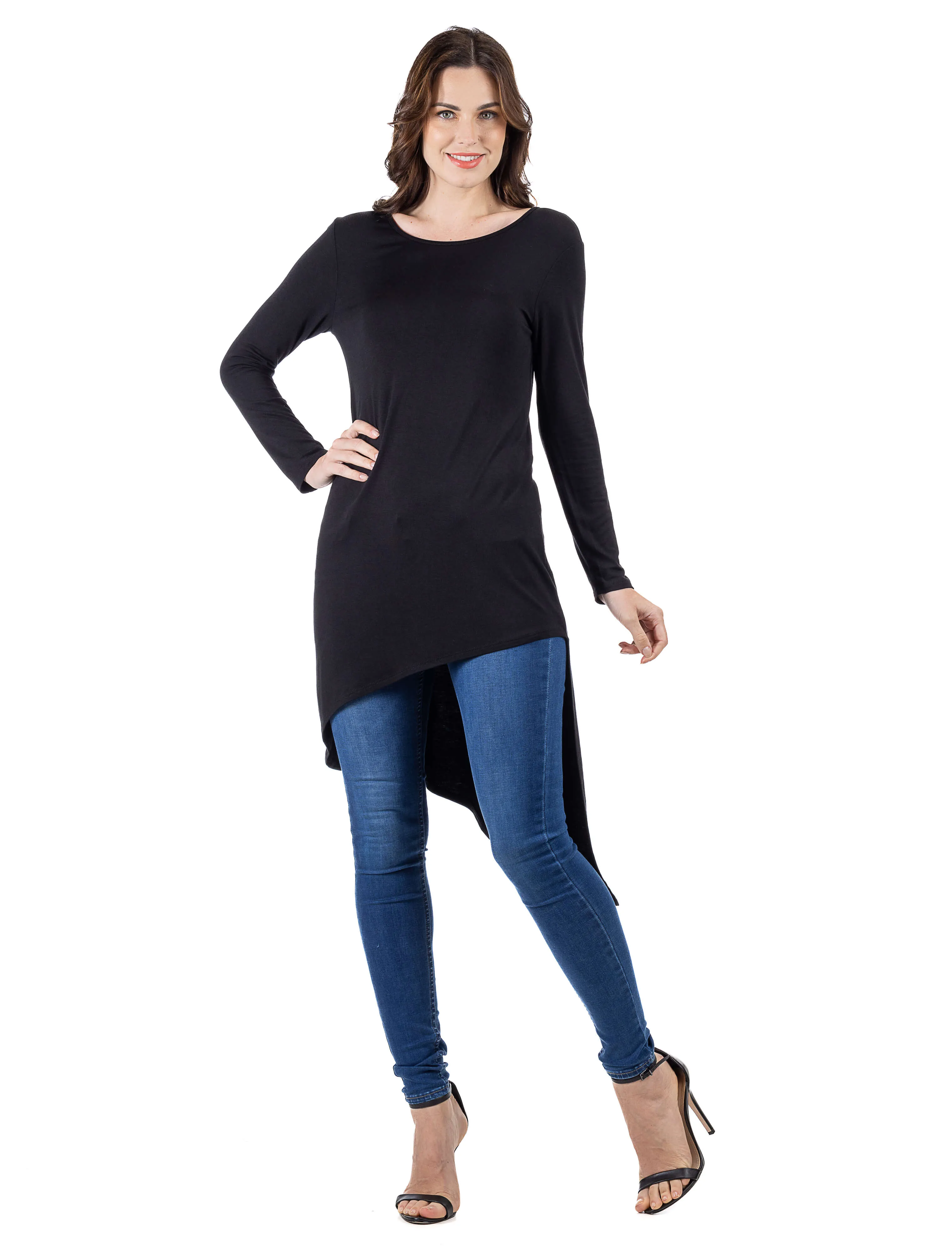 Long Sleeve Knee Length Asymmetrical Tunic Top