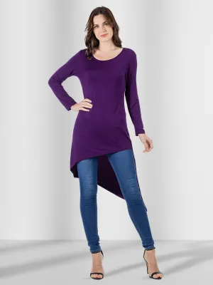 Long Sleeve Knee Length Asymmetrical Tunic Top