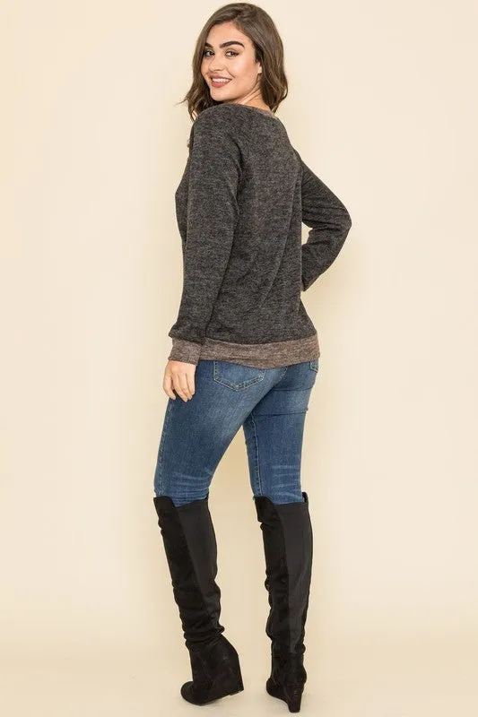 Lonnie Raglan Two Tone Tunic