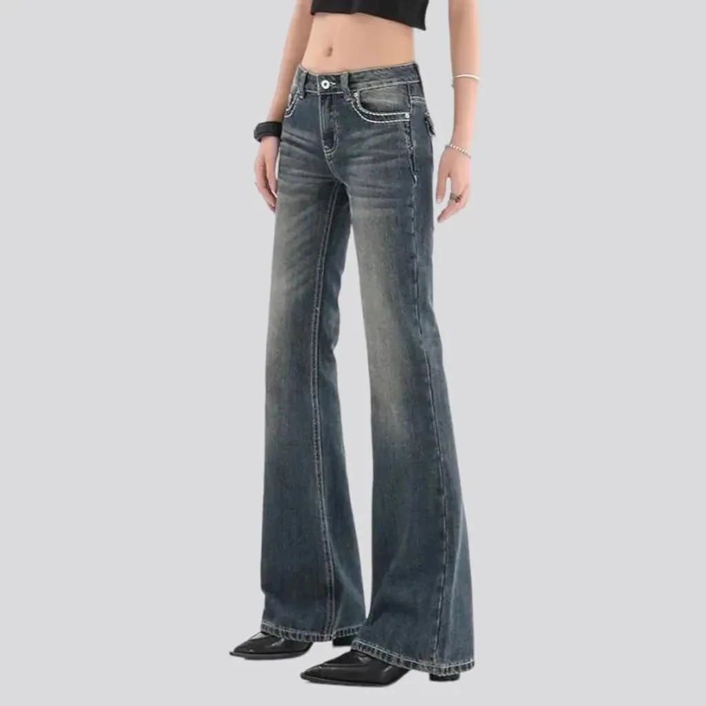 Low-waist street jeans
 for ladies