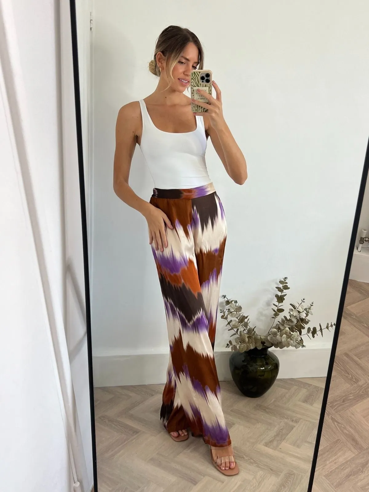 Lyla Satin Trousers in Multi