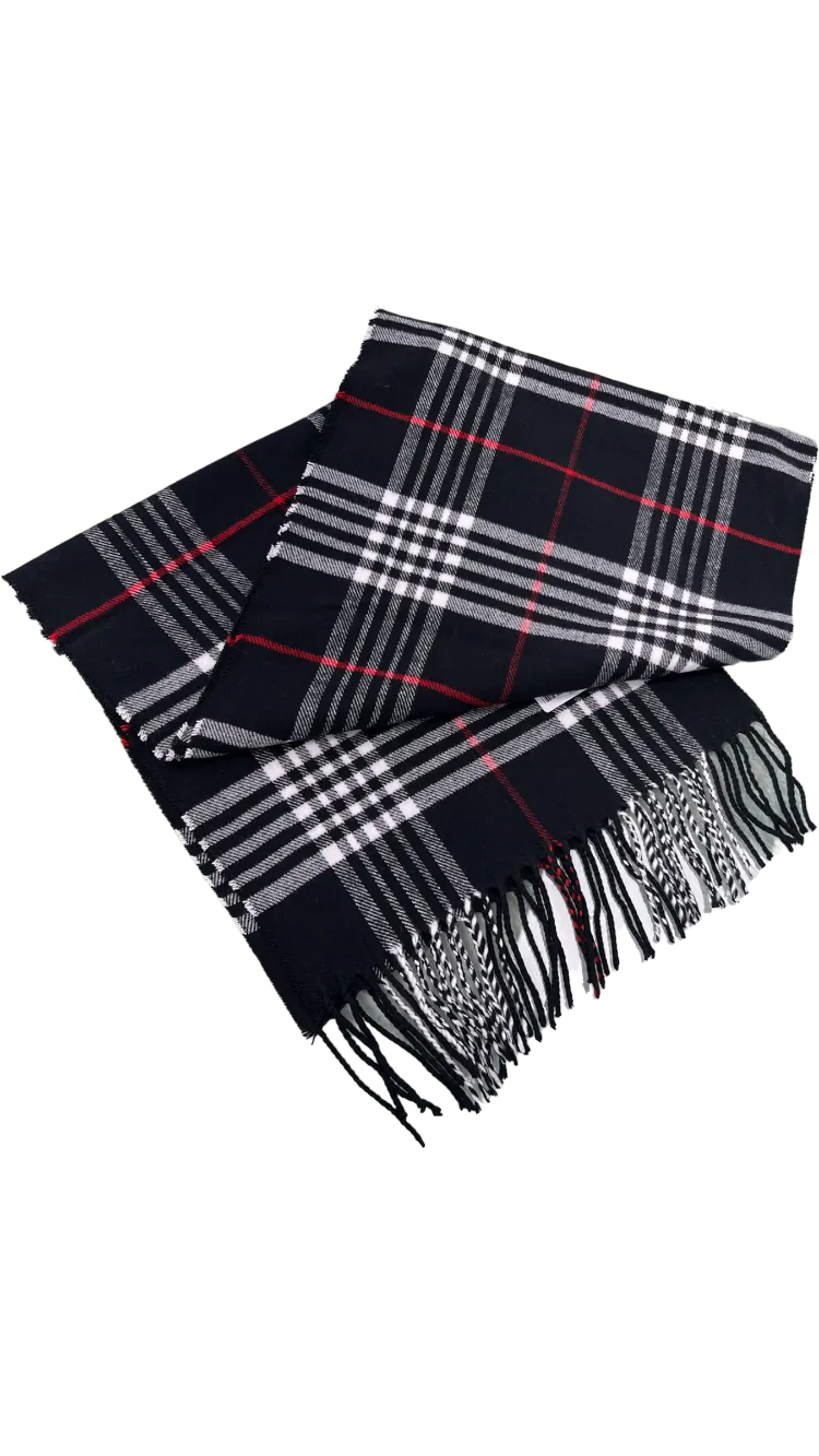 Men's black fashion plaid scarf cashmere feels