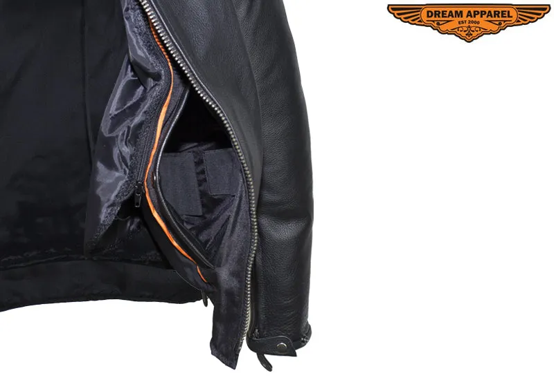 Mens Leather Motorcycle Jacket With Air Vents