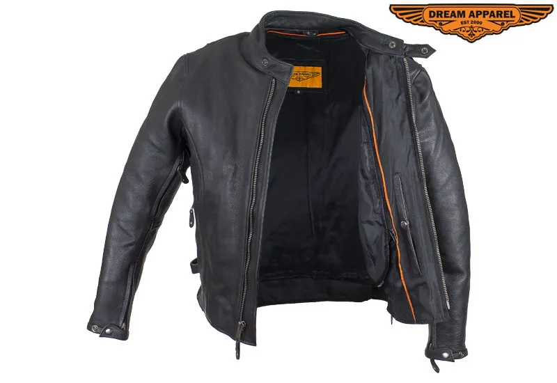 Mens Leather Motorcycle Jacket With Air Vents