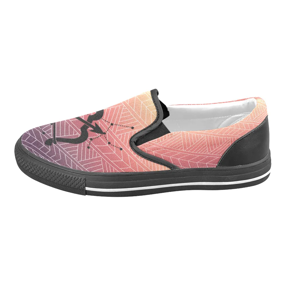 Men's Sagittarius Archer Zodiac Print Canvas Slip-on Shoes