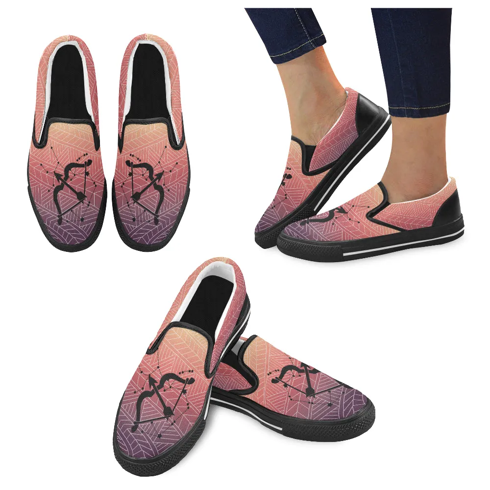 Men's Sagittarius Archer Zodiac Print Canvas Slip-on Shoes