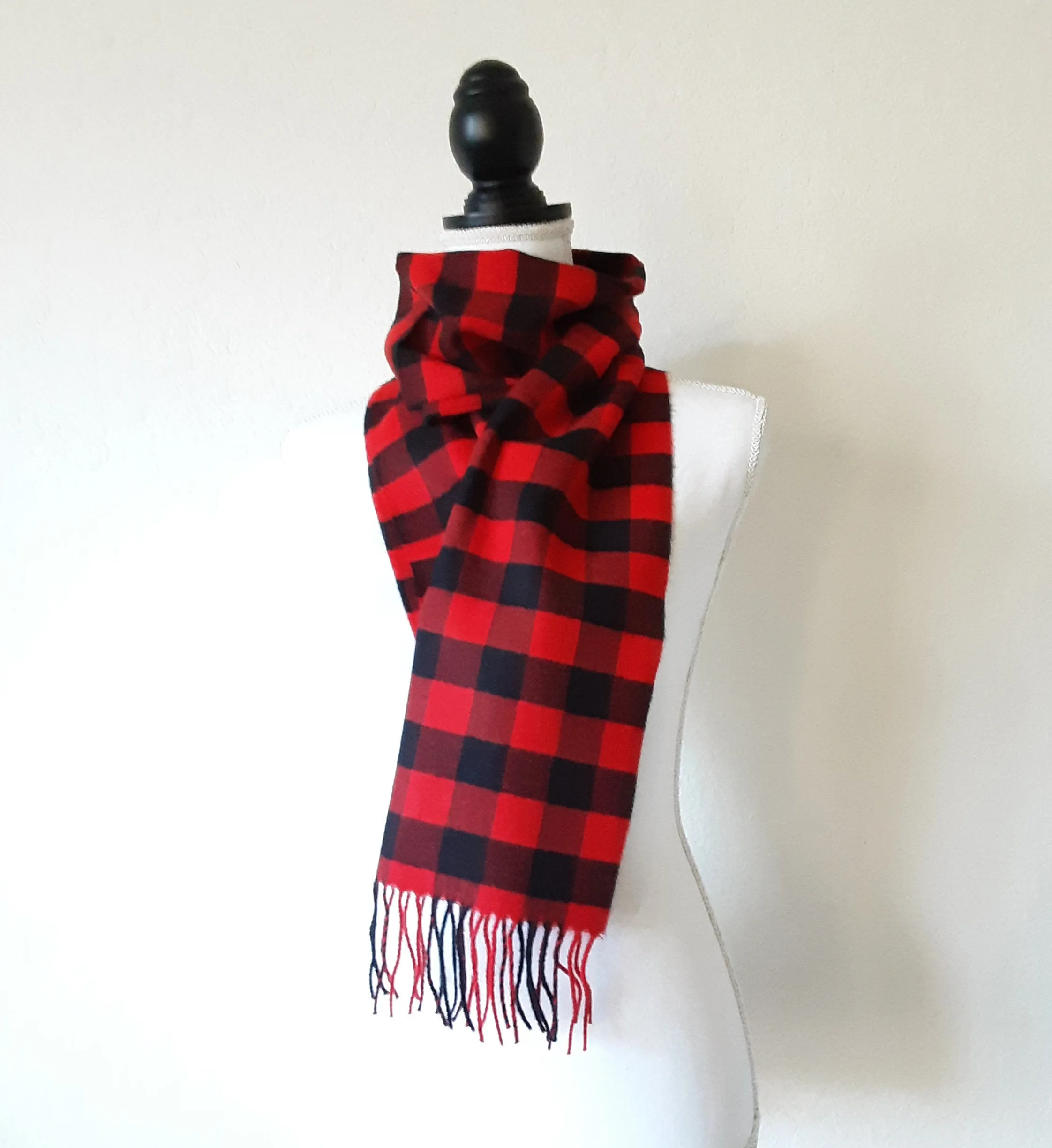 Monogrammed Check Plaid Pattern Cashmere Feel Scarf - Monogrammed Plaid Blanket