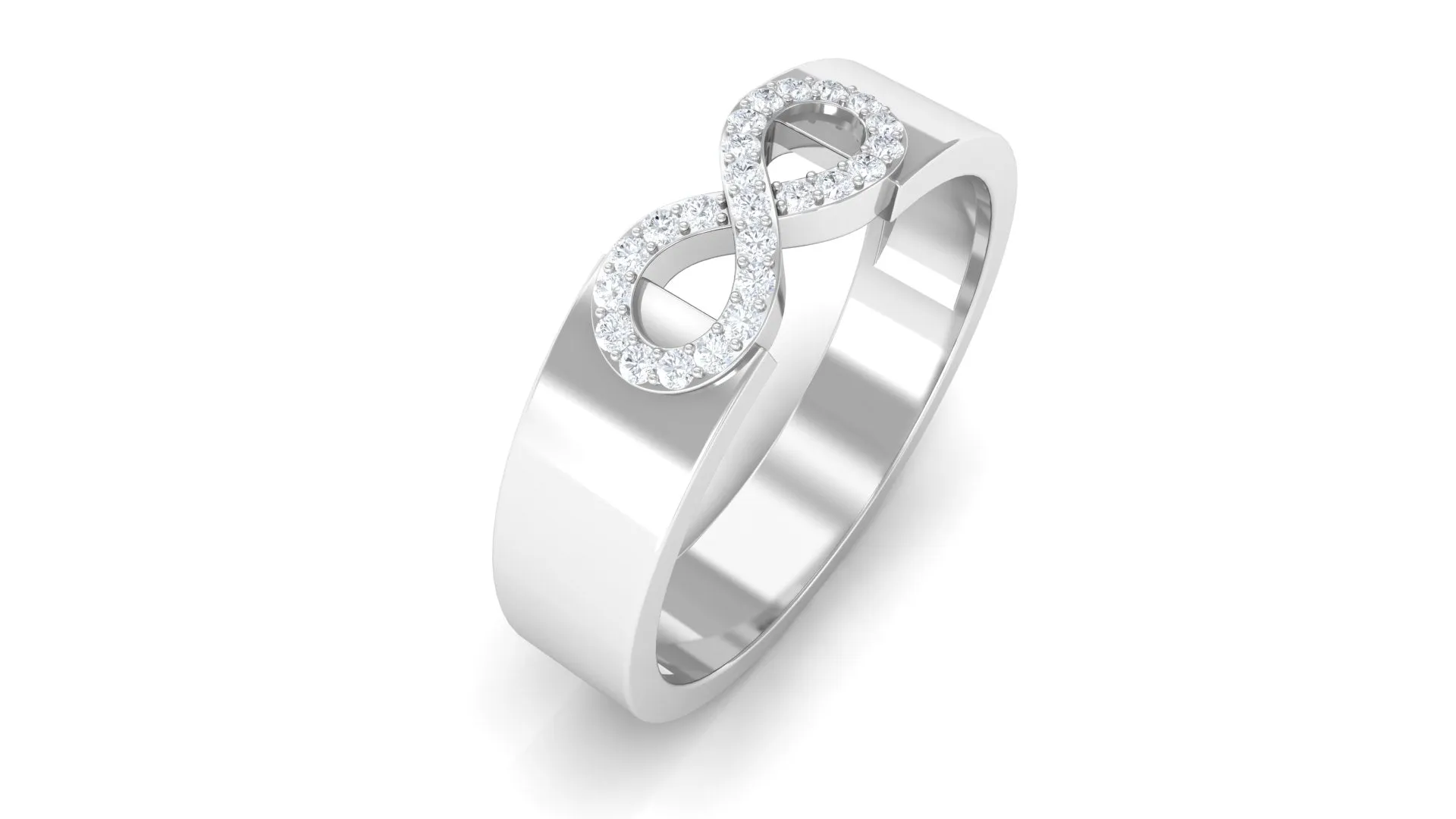 Natural Diamond Infinity Wide Band Ring in Pave Setting