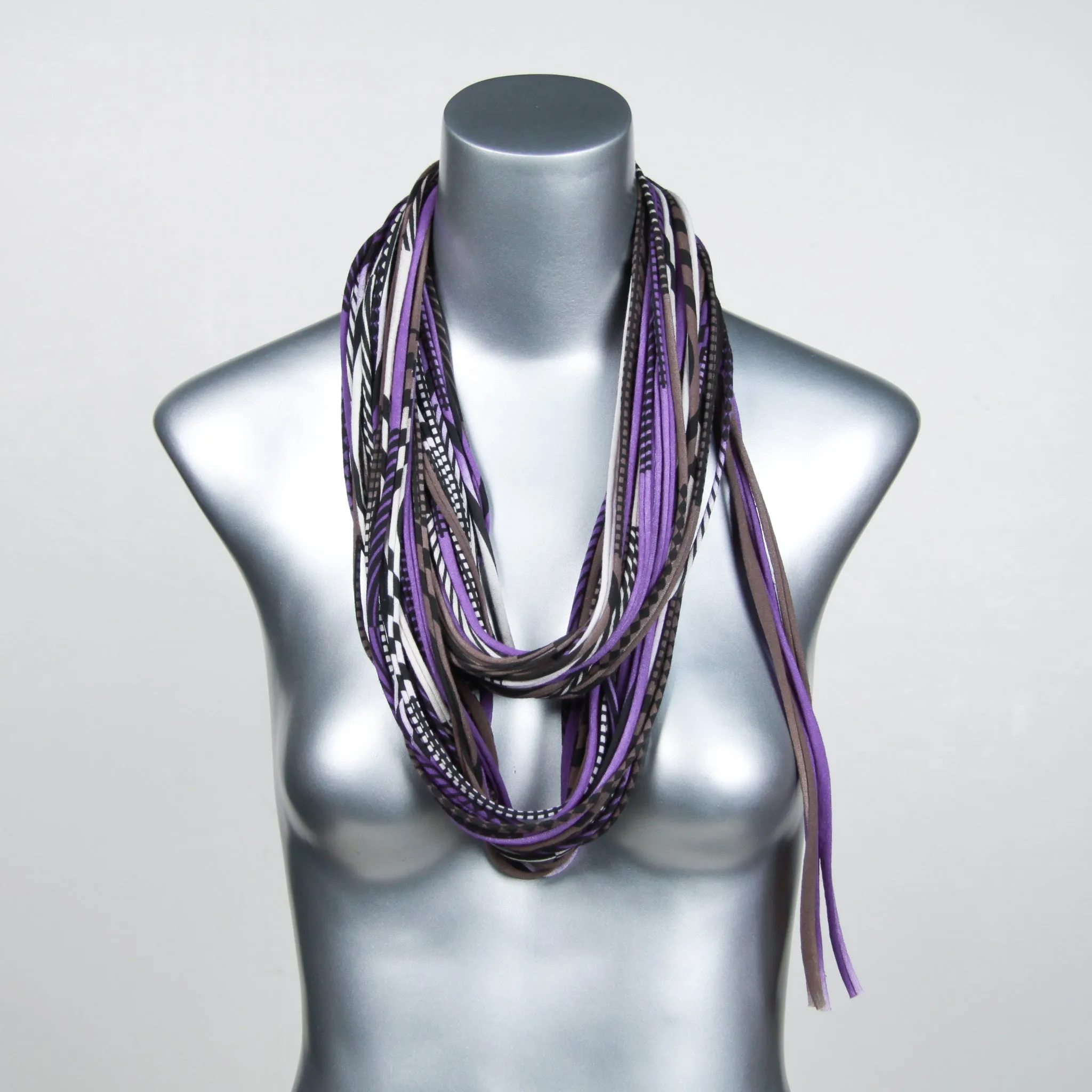 Necklush Infinity Scarf / Purple Brown & Black / Unisex