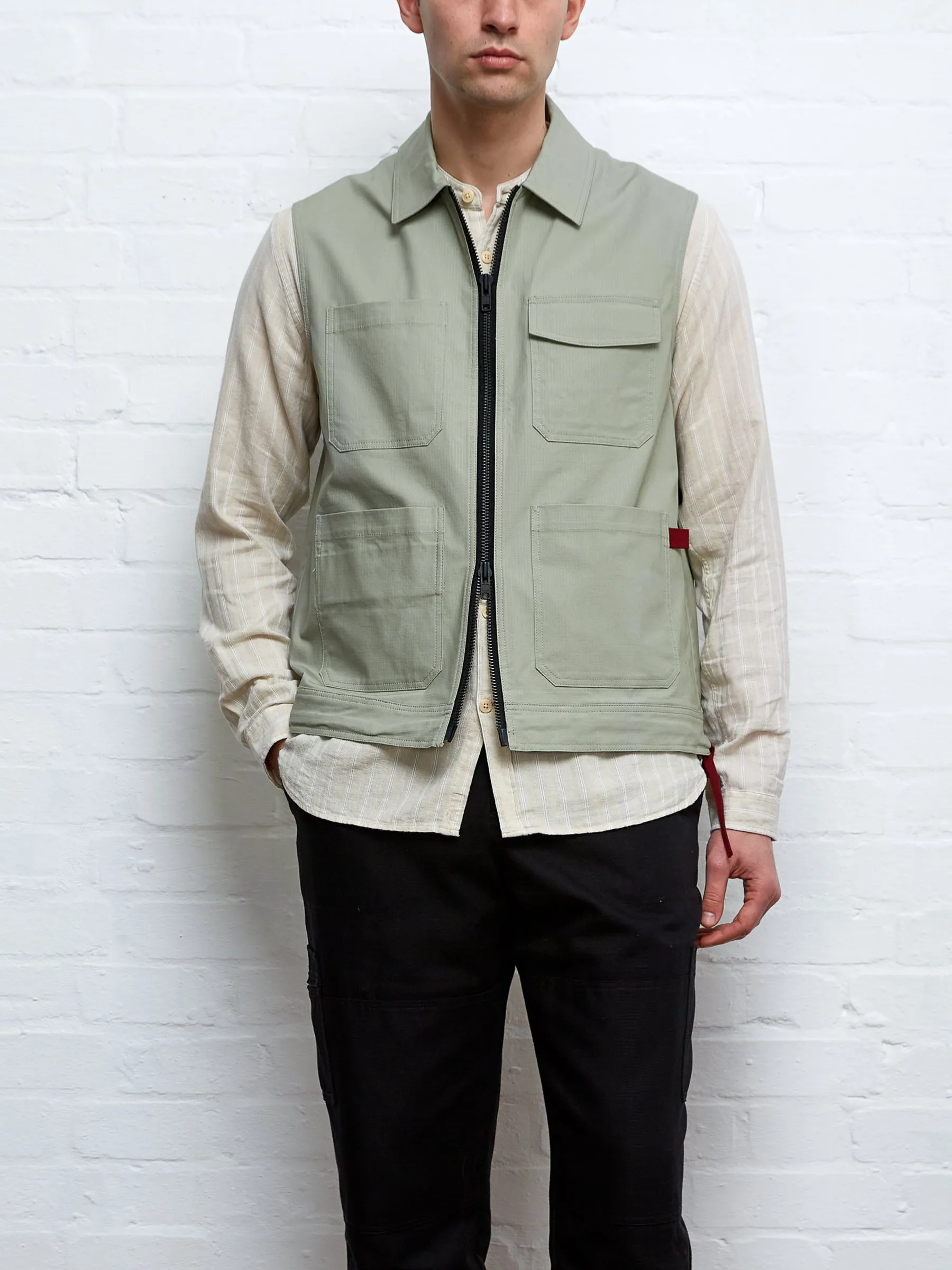 Oliver Spencer x Niwaki Scion Gardening Gilet Hyde Green