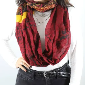 Paisley Map Infinity Scarf - Red