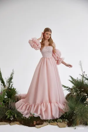 Pink Princess Ball Gown with Optional Sleeves