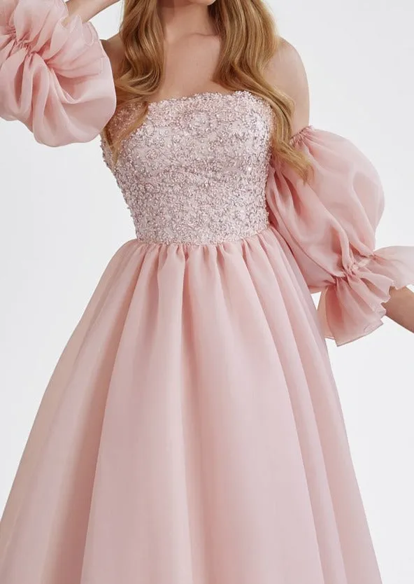 Pink Princess Ball Gown with Optional Sleeves