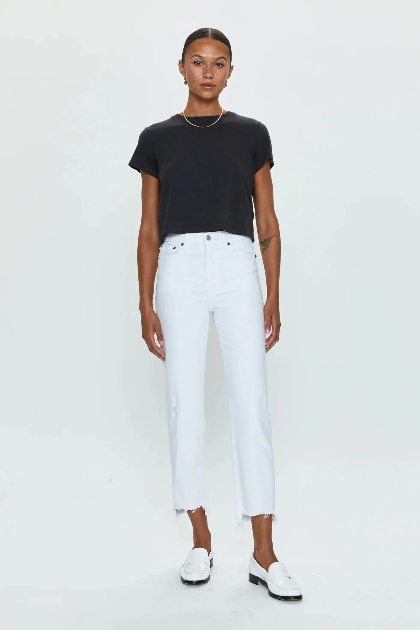 Pistola High Rise Straight Jeans: White Vintage