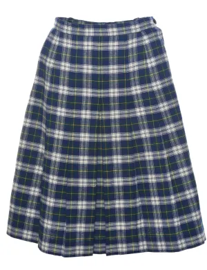 Plaid Navy Midi Skirt - S