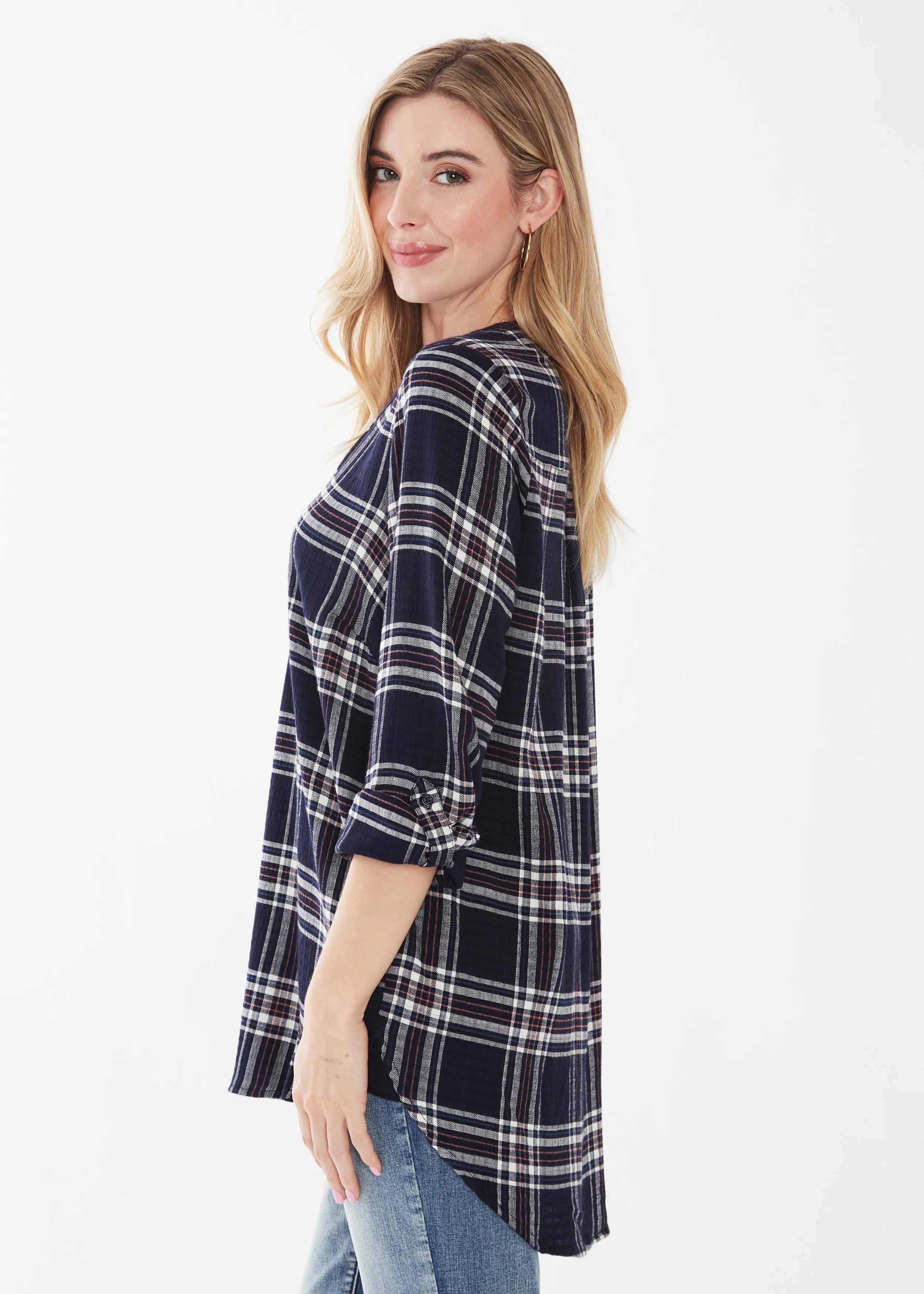 Popover Check Textured Tunic