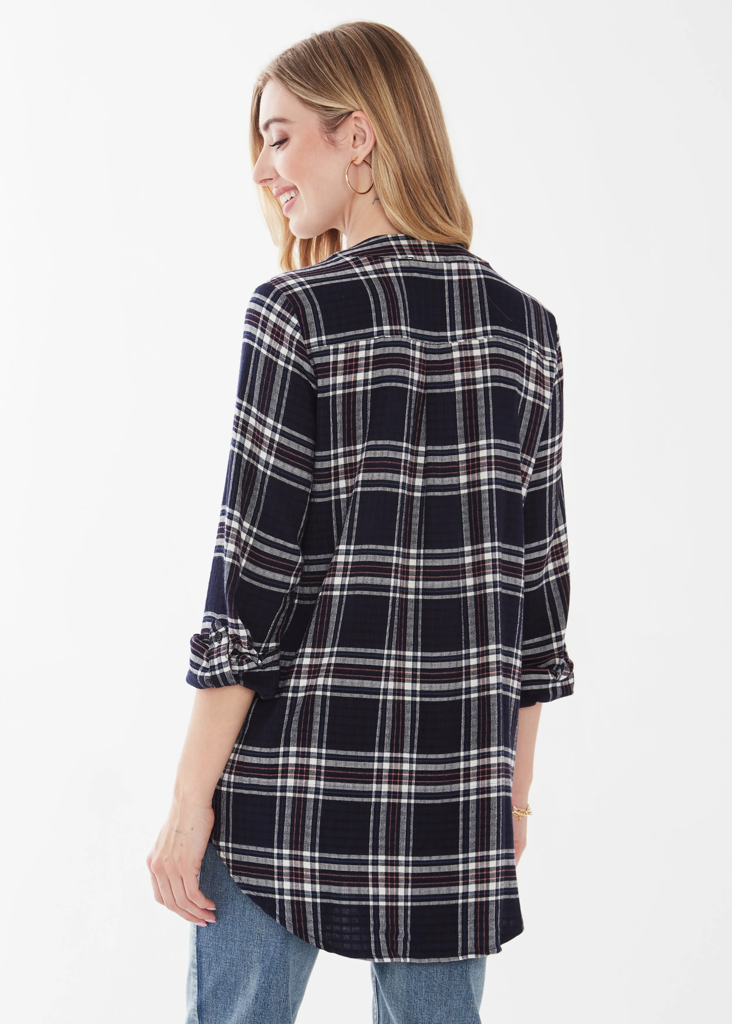 Popover Check Textured Tunic