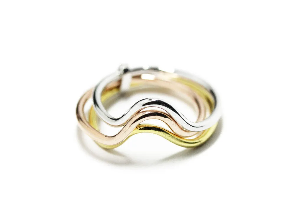 "Archy" Three-Tone Sterling Silver Thin Band Ring Set