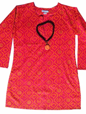 Raja Cotton Tunic Fuchsia Orange Tie Dye