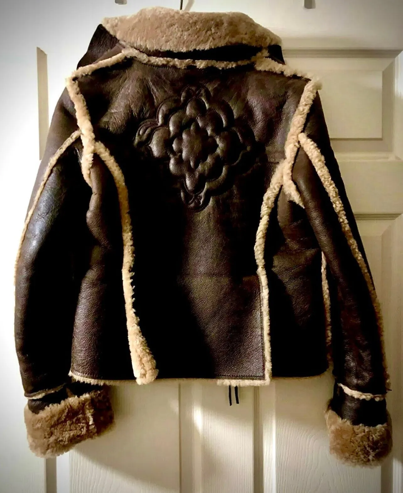 REAL 100% SHEEPSKIN SHEARLING LEATHER BOMBER PILOT Coat Jacket Large